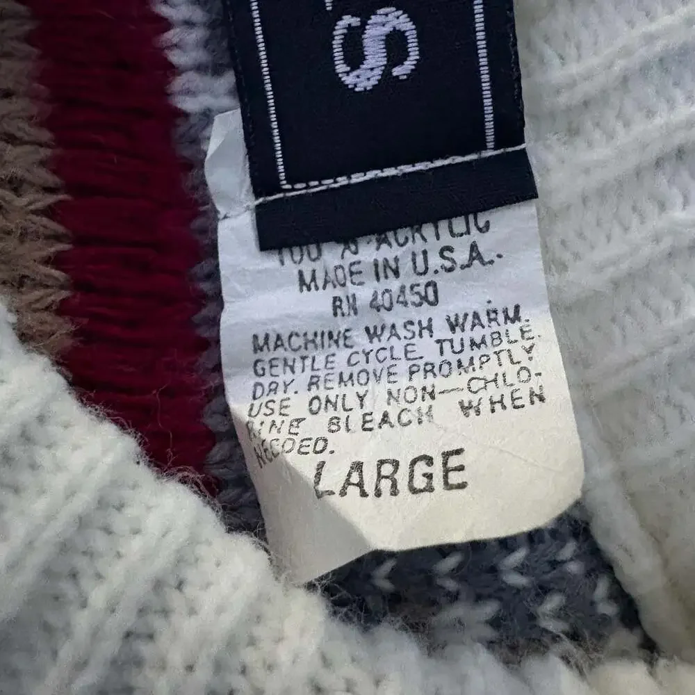 Vintage Atlas Made In USA Geometric Pattern Crewneck Knit Sweater Size Large